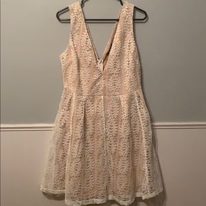 white lace overlay dress